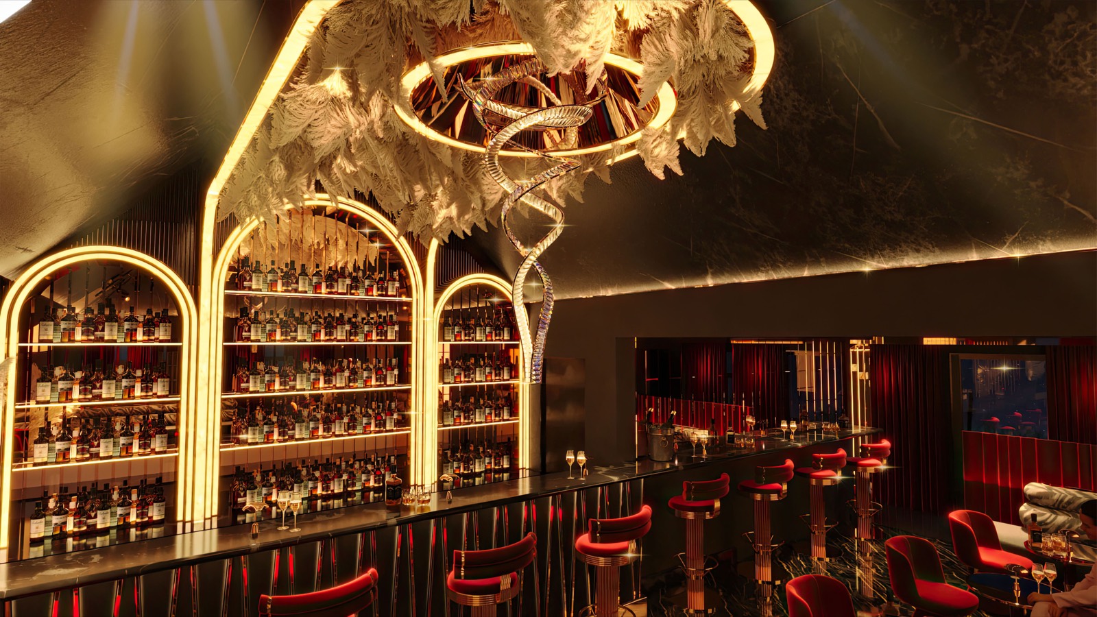 The back-bar arches