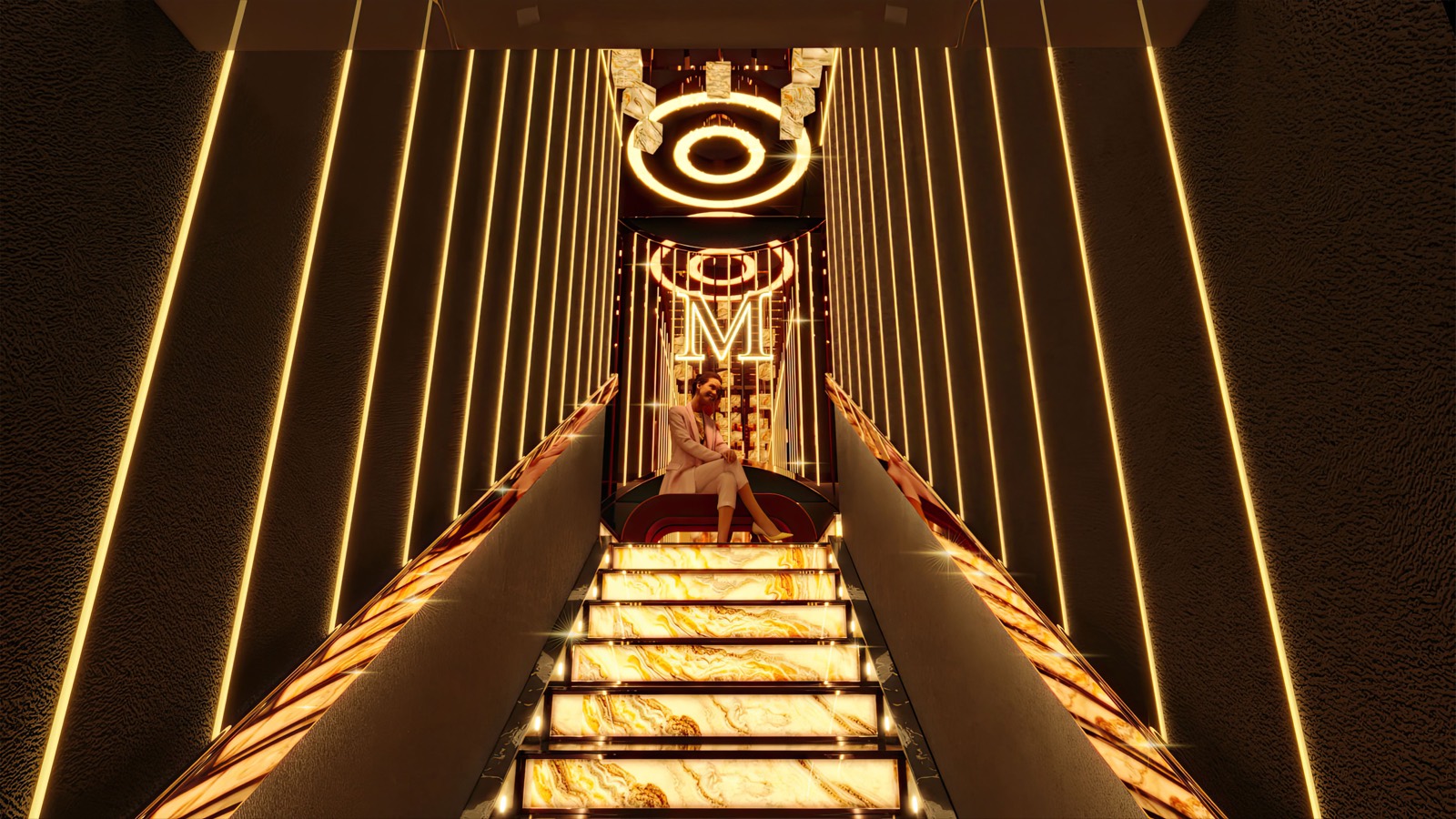 The illuminated staircase